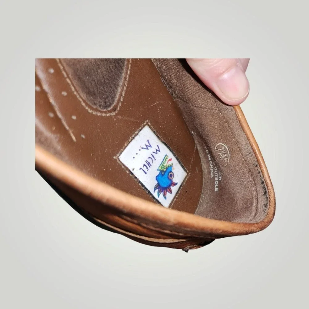 Michel M 7.5 M brown slip on tassel loafer